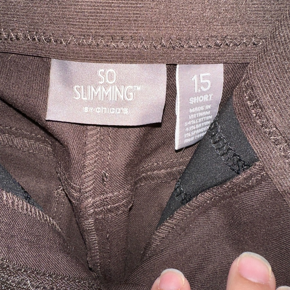 Chico’s so slimming Women's Brown Slim Fit Pants size 1.5 / medium/10 short - Picture 9 of 9